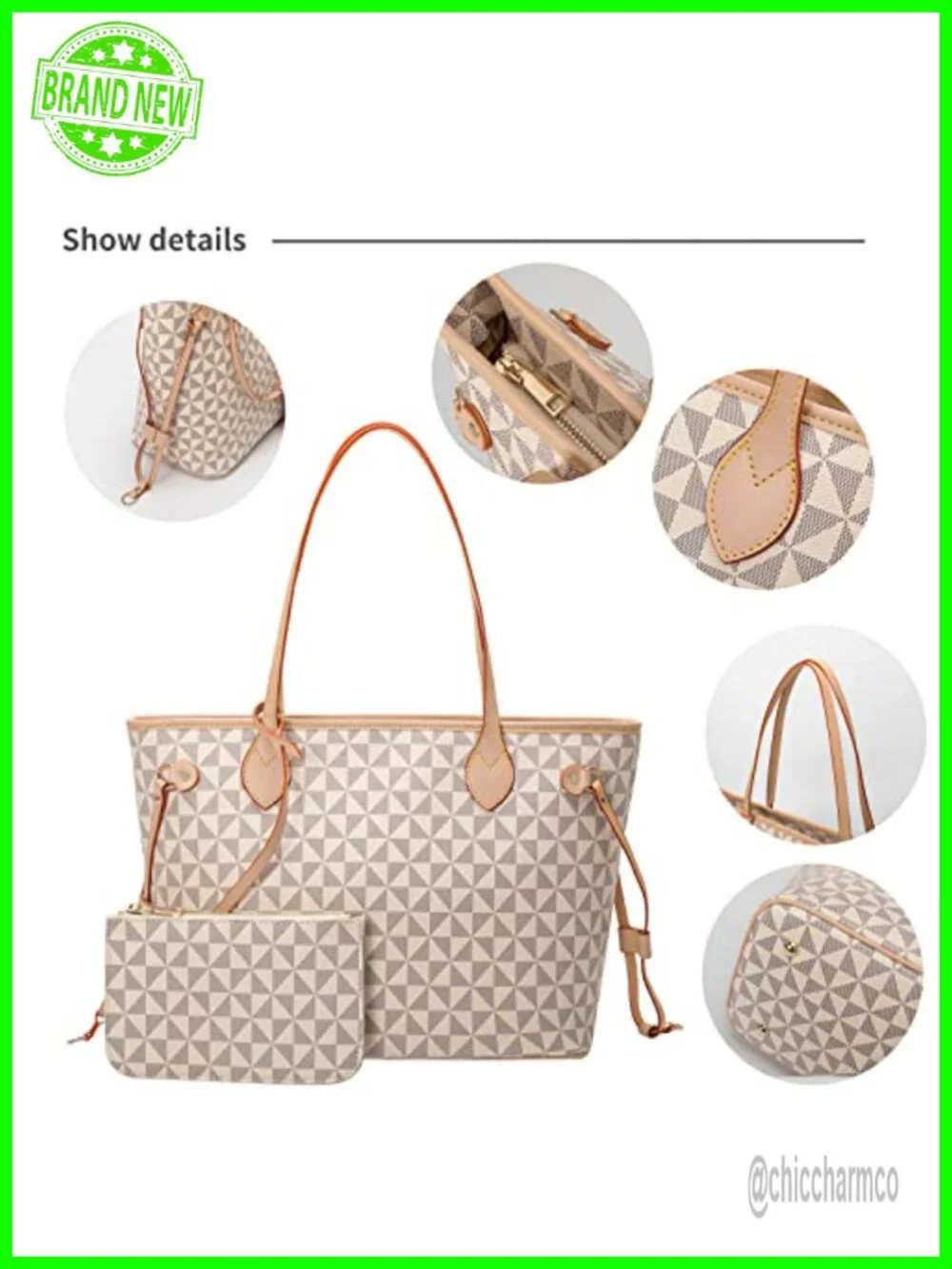 Women's Designer Satchel Shoulder Bag Set with Small Wallet Top Handle